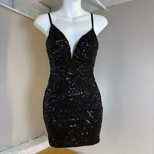 Windsor Mini Dress Sequined Special Event Semi-formal Black Small